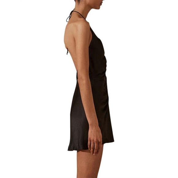 NWT Shona Joy Revolve Giselle Ruched Halter Mini Dress Black 4 - Picture 3 of 11